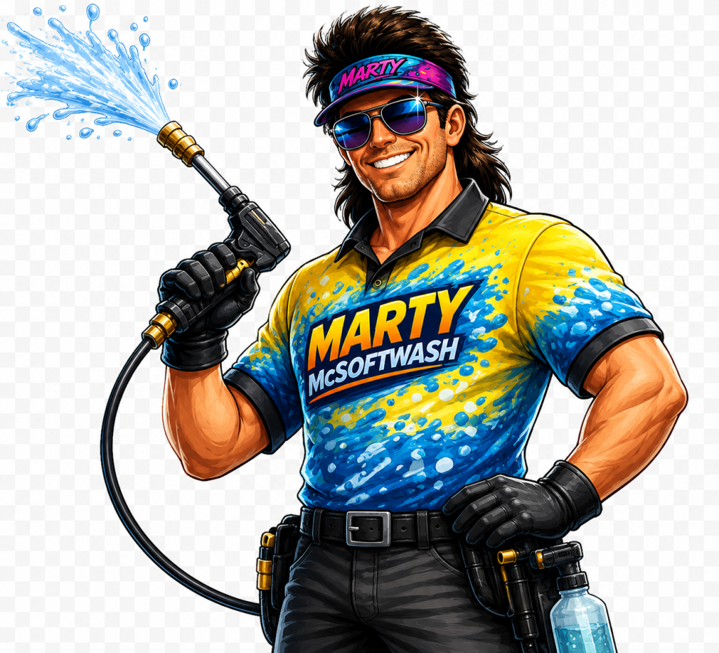 Marty McSoftwash providing professional pressure washing in Raleigh, NC