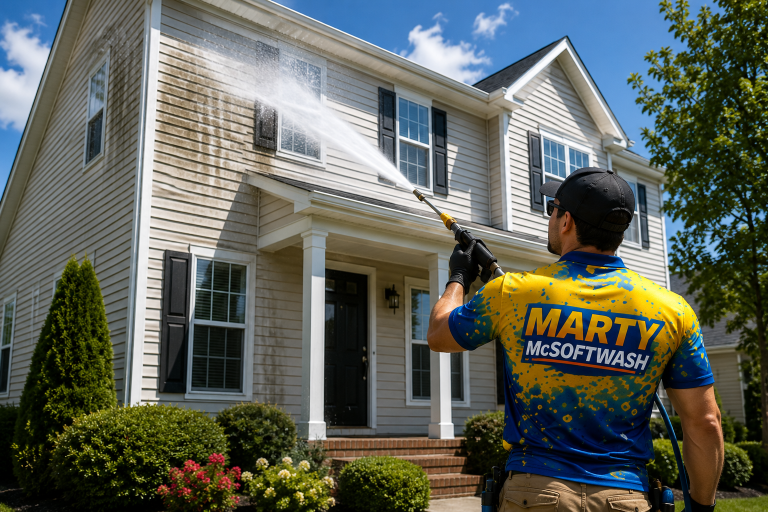 House Washing Apex NC by Marty McSoftwash
